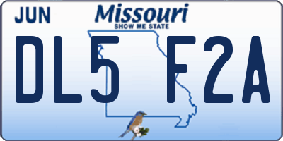 MO license plate DL5F2A
