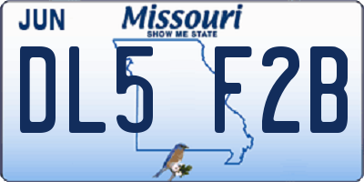 MO license plate DL5F2B