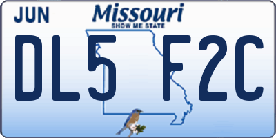 MO license plate DL5F2C