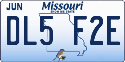 MO license plate DL5F2E