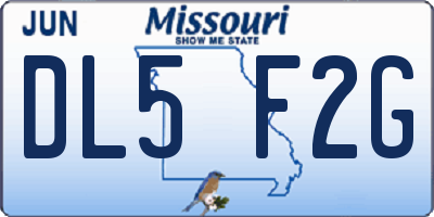 MO license plate DL5F2G