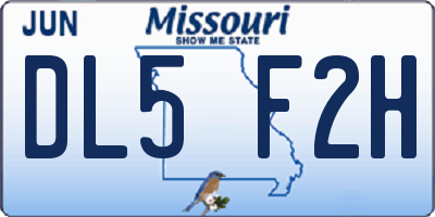 MO license plate DL5F2H
