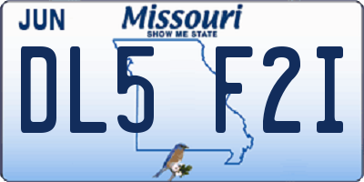 MO license plate DL5F2I