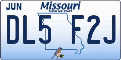 MO license plate DL5F2J