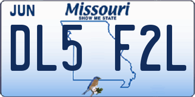 MO license plate DL5F2L