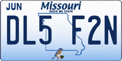 MO license plate DL5F2N