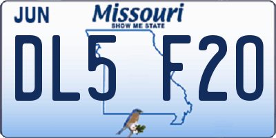 MO license plate DL5F2O