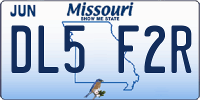 MO license plate DL5F2R