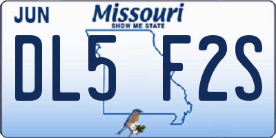 MO license plate DL5F2S