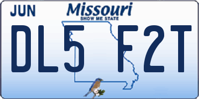 MO license plate DL5F2T