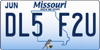 MO license plate DL5F2U
