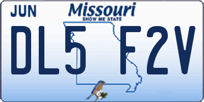 MO license plate DL5F2V