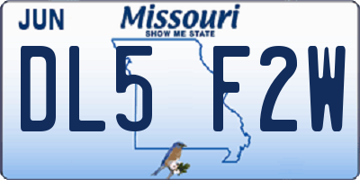 MO license plate DL5F2W