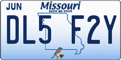 MO license plate DL5F2Y