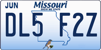MO license plate DL5F2Z