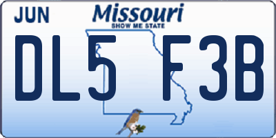 MO license plate DL5F3B