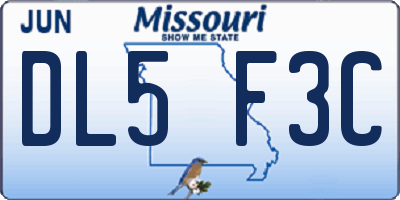 MO license plate DL5F3C