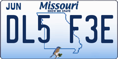 MO license plate DL5F3E