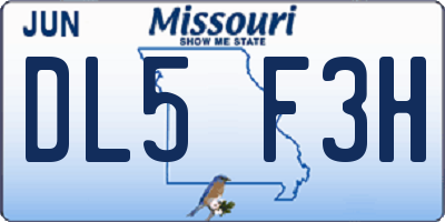 MO license plate DL5F3H