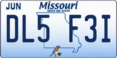 MO license plate DL5F3I