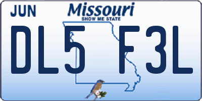 MO license plate DL5F3L