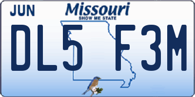 MO license plate DL5F3M