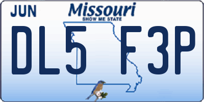 MO license plate DL5F3P