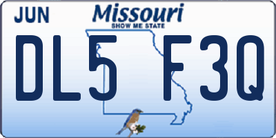 MO license plate DL5F3Q