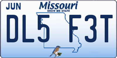 MO license plate DL5F3T