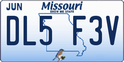 MO license plate DL5F3V