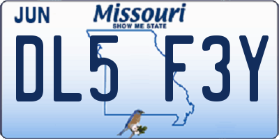 MO license plate DL5F3Y