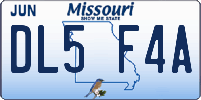 MO license plate DL5F4A