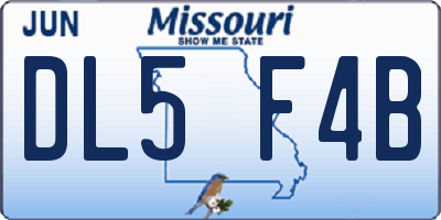 MO license plate DL5F4B