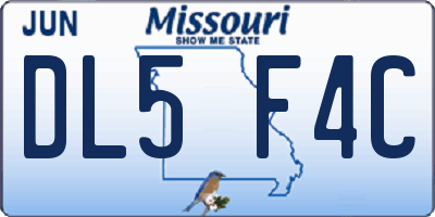 MO license plate DL5F4C