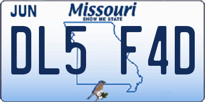 MO license plate DL5F4D