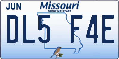 MO license plate DL5F4E