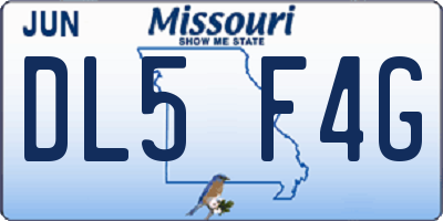 MO license plate DL5F4G