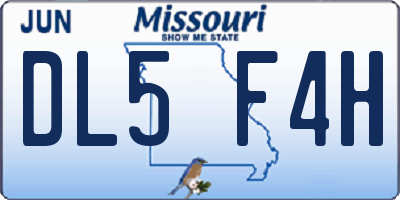 MO license plate DL5F4H