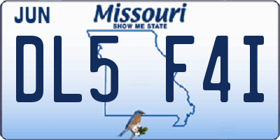 MO license plate DL5F4I