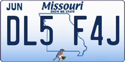 MO license plate DL5F4J