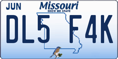 MO license plate DL5F4K