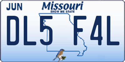 MO license plate DL5F4L