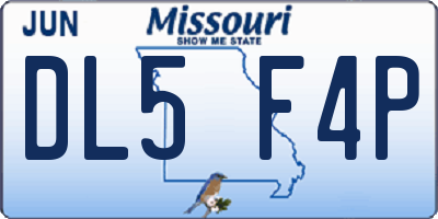 MO license plate DL5F4P