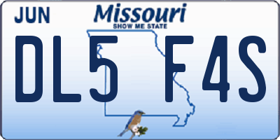 MO license plate DL5F4S