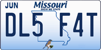 MO license plate DL5F4T