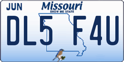 MO license plate DL5F4U
