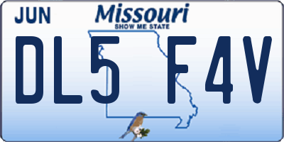 MO license plate DL5F4V