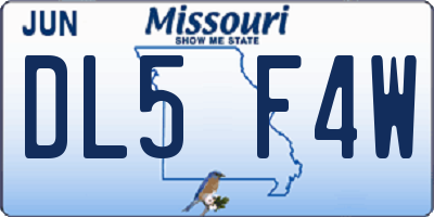 MO license plate DL5F4W