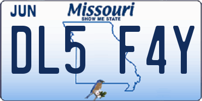 MO license plate DL5F4Y