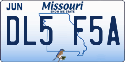 MO license plate DL5F5A